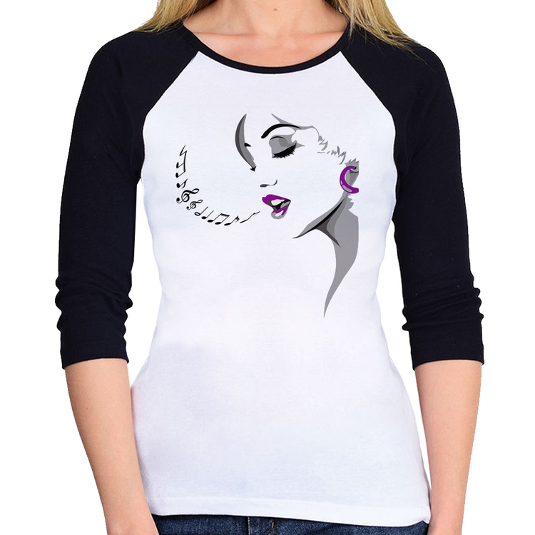 Baby Look Raglan Mulher Cantando Manga 3/4