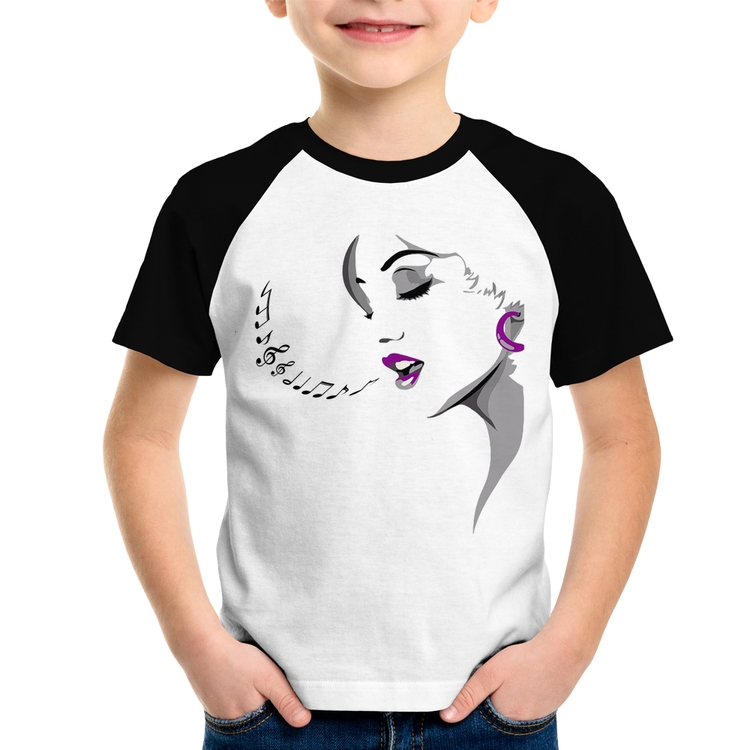 Camiseta Raglan Infantil Mulher Cantando