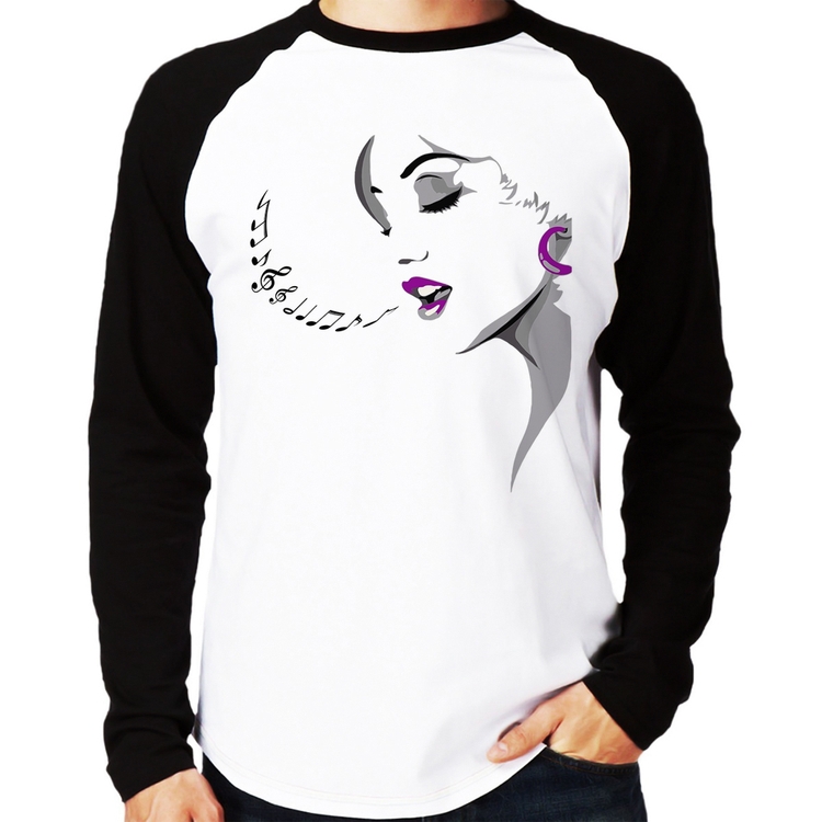 Camiseta Raglan Mulher Cantando Manga Longa