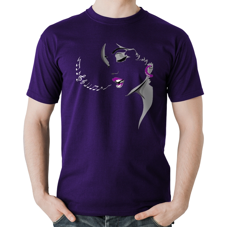 Camiseta Algodão Mulher Cantando - Roxa
