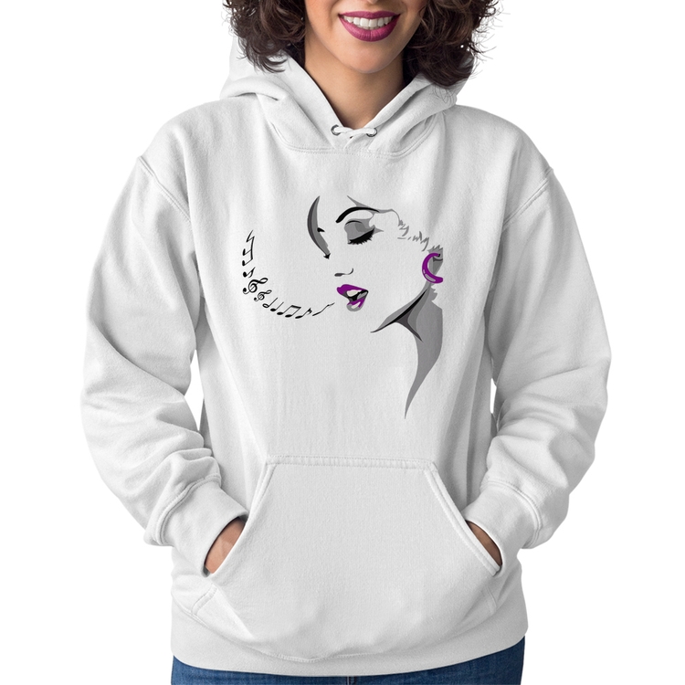 Moletom Feminino Mulher Cantando - Branco