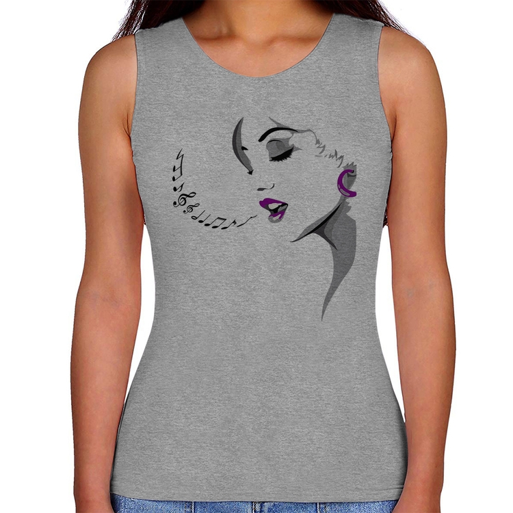 Regata Feminina Mulher Cantando - Cinza