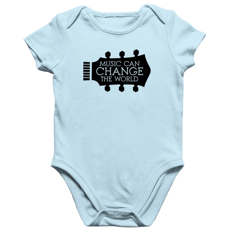 Body Bebê Algodão Music Can Change The World - Azul Bebê