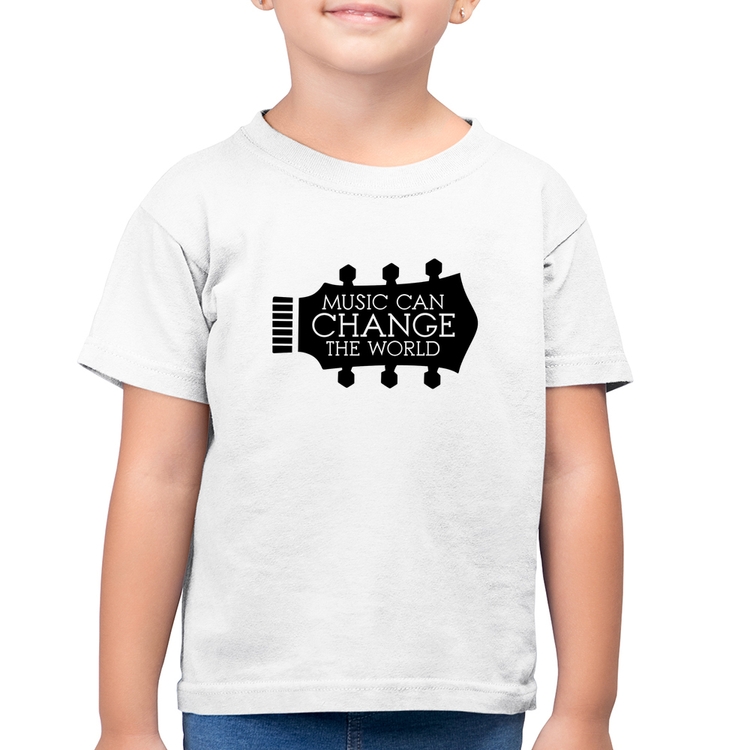 Camiseta Algodão Infantil Music Can Change The World - Branca