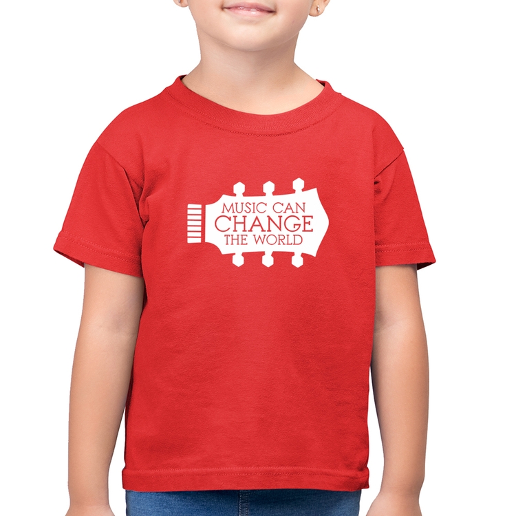 Camiseta Algodão Infantil Music Can Change The World - Vermelha