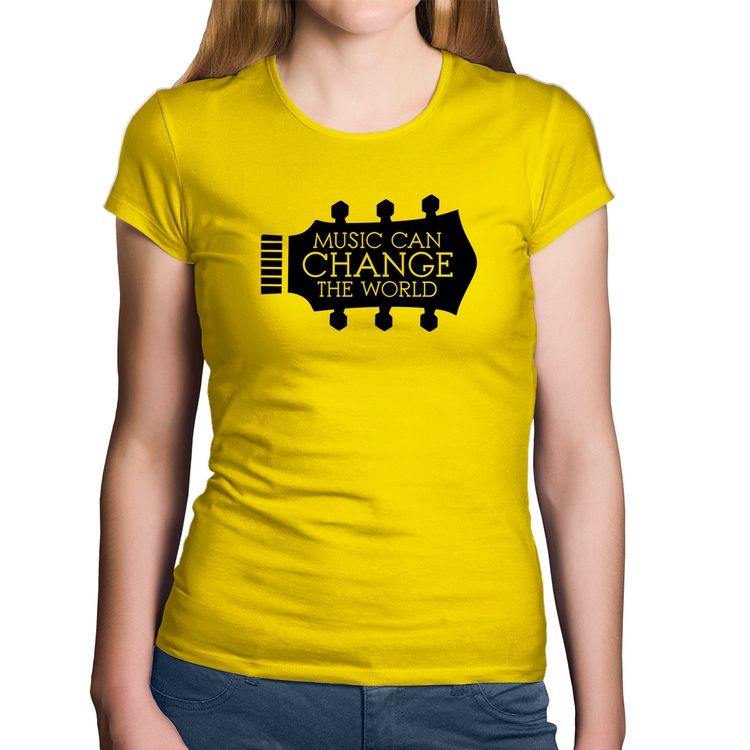 Baby Look Algodão Music Can Change The World - Amarela