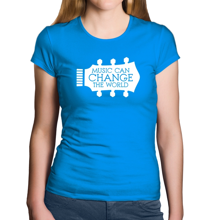 Baby Look Algodão Music Can Change The World - Azul