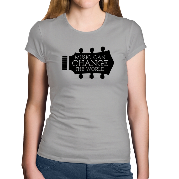 Baby Look Algodão Music Can Change The World - Cinza