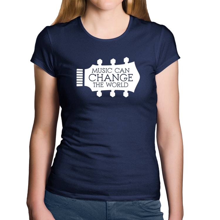 Baby Look Algodão Music Can Change The World - Marinho