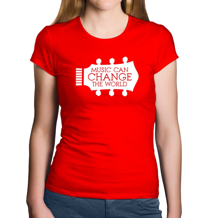 Baby Look Algodão Music Can Change The World - Vermelha