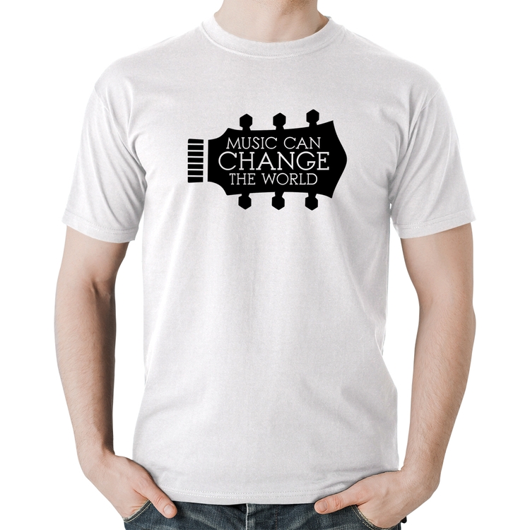 Camiseta Algodão Music Can Change The World - Branca