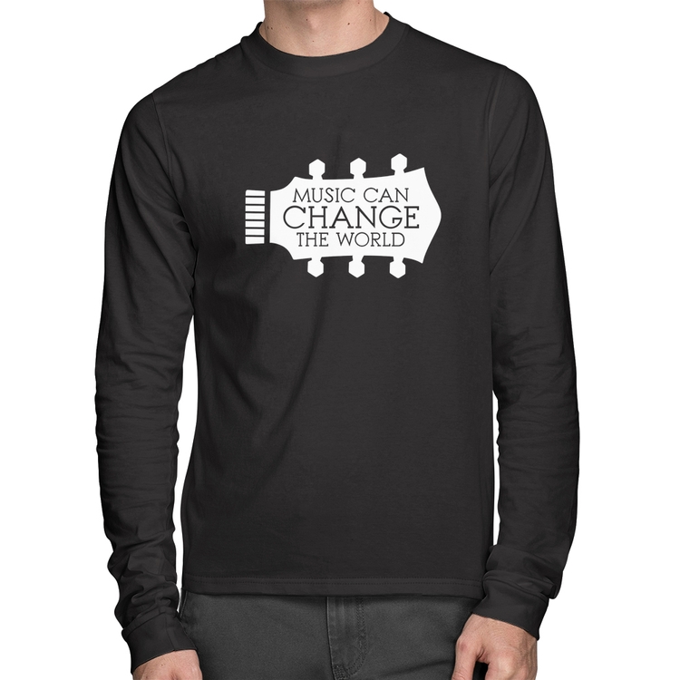 Camiseta Algodão Music Can Change The World Manga Longa