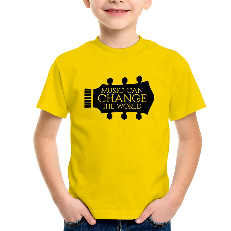 Camiseta Infantil Music Can Change The World - Amarela