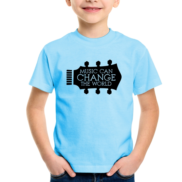 Camiseta Infantil Music Can Change The World - Azul Bebê