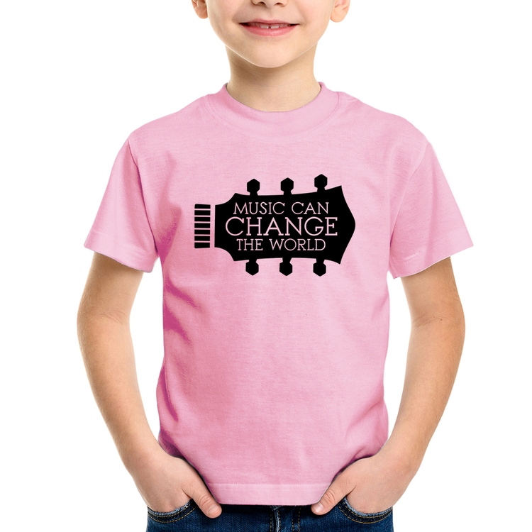 Camiseta Infantil Music Can Change The World - Rosa Bebê