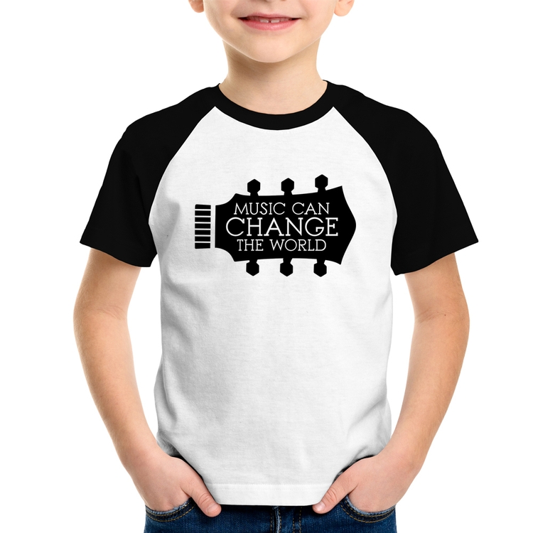 Camiseta Raglan Infantil Music Can Change The World
