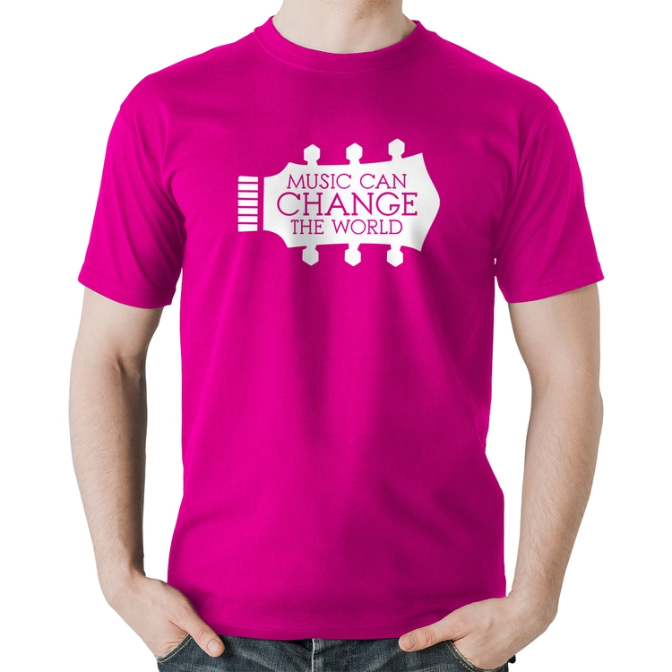 Camiseta Algodão Music Can Change The World - Rosa
