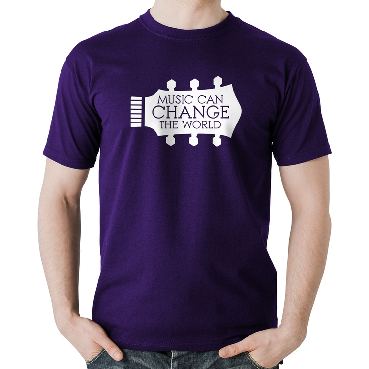 Camiseta Algodão Music Can Change The World - Roxa