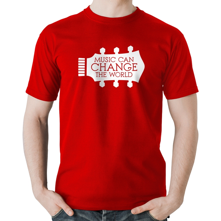 Camiseta Algodão Music Can Change The World - Vermelha