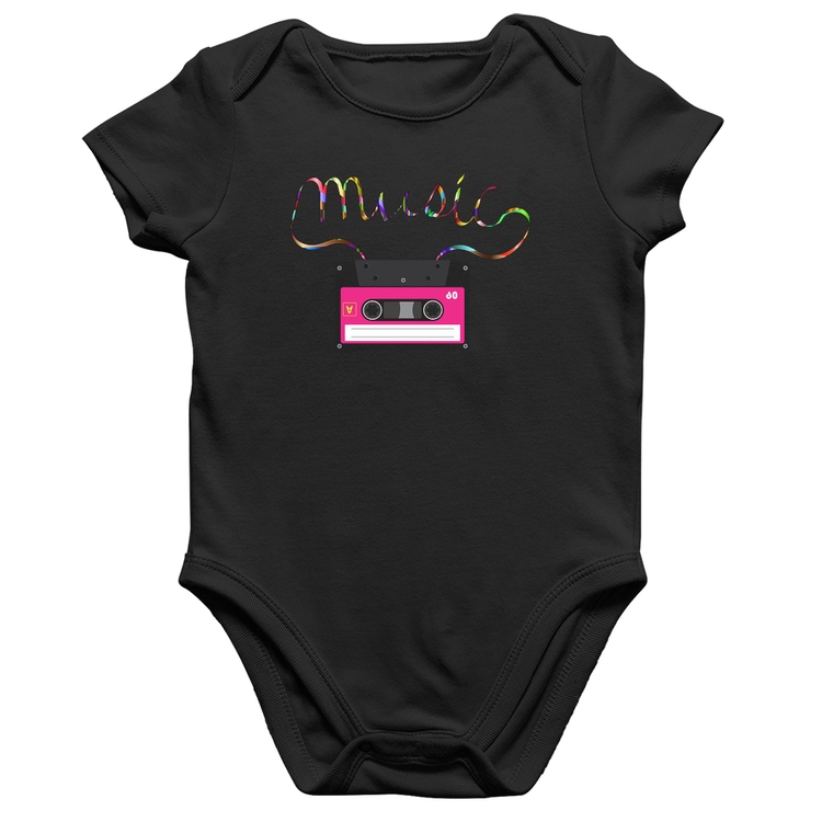 Body Bebê Algodão Music Cassete Retrô