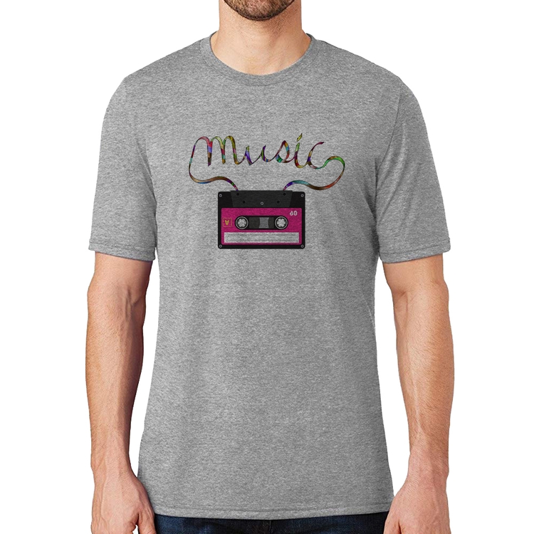Camiseta Music Cassete Retrô - Cinza