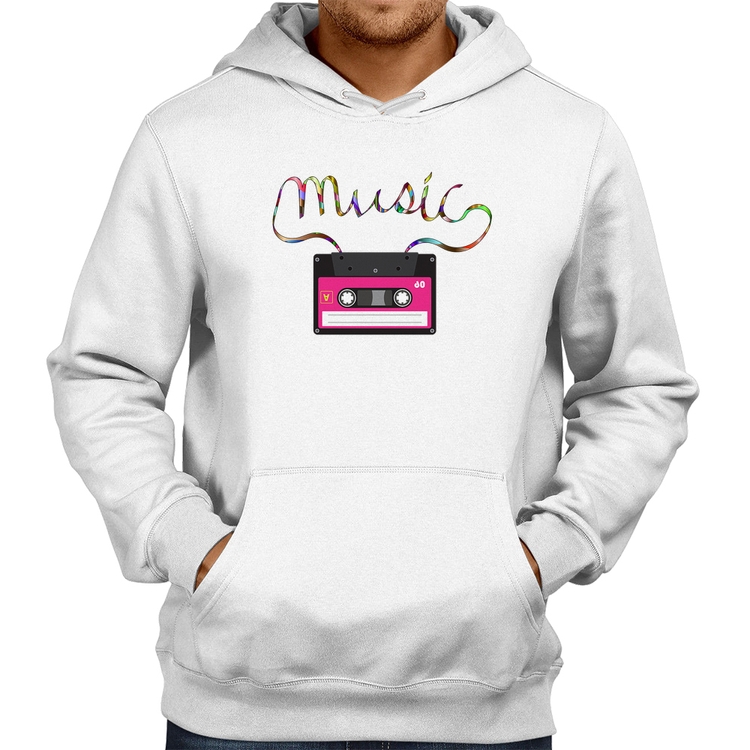 Moletom Music Cassete Retrô - Branco
