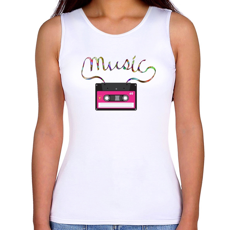 Regata Feminina Music Cassete Retrô