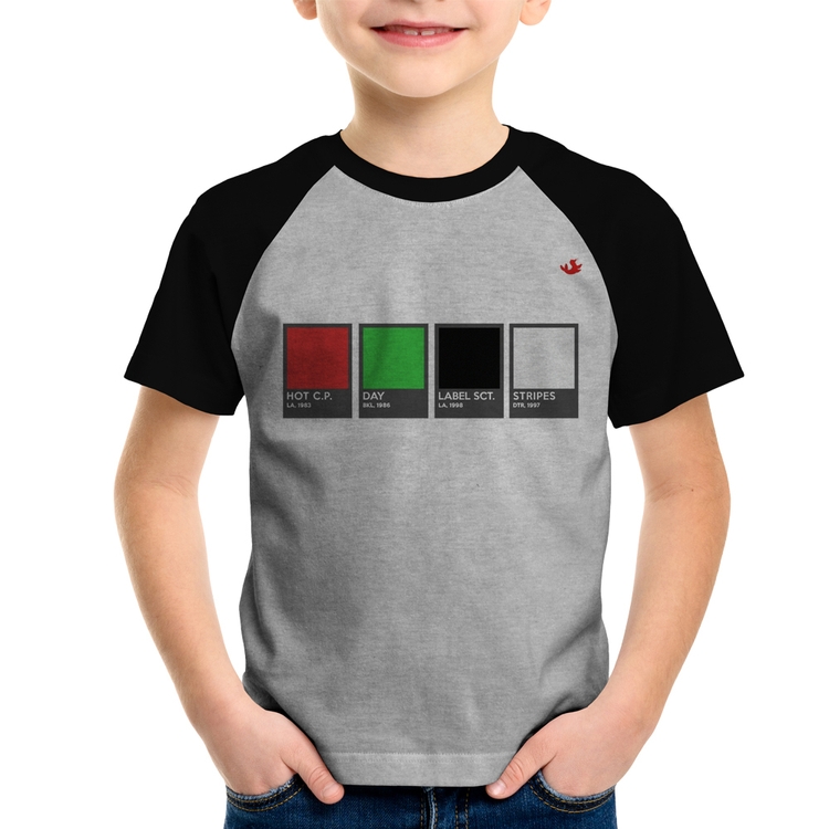 Camiseta Raglan Infantil Music Color Guide - Cinza/Preto