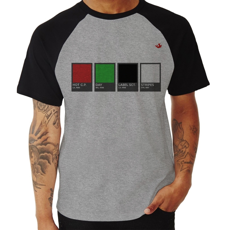 Camiseta Raglan Music Color Guide - Cinza/Preto