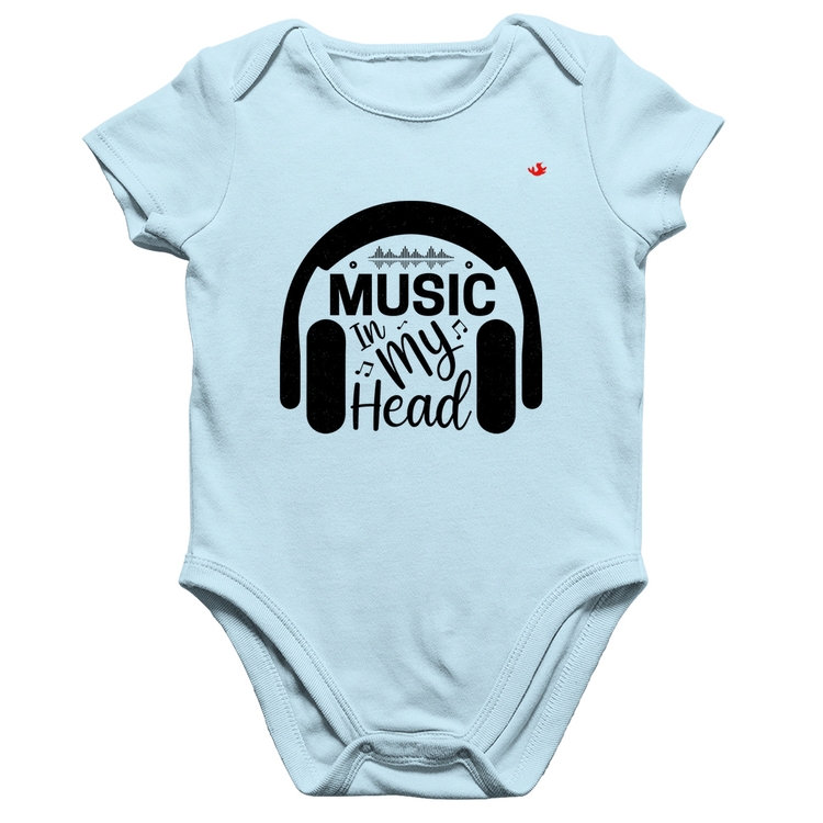 Body Bebê Algodão Music in my head - Azul Bebê