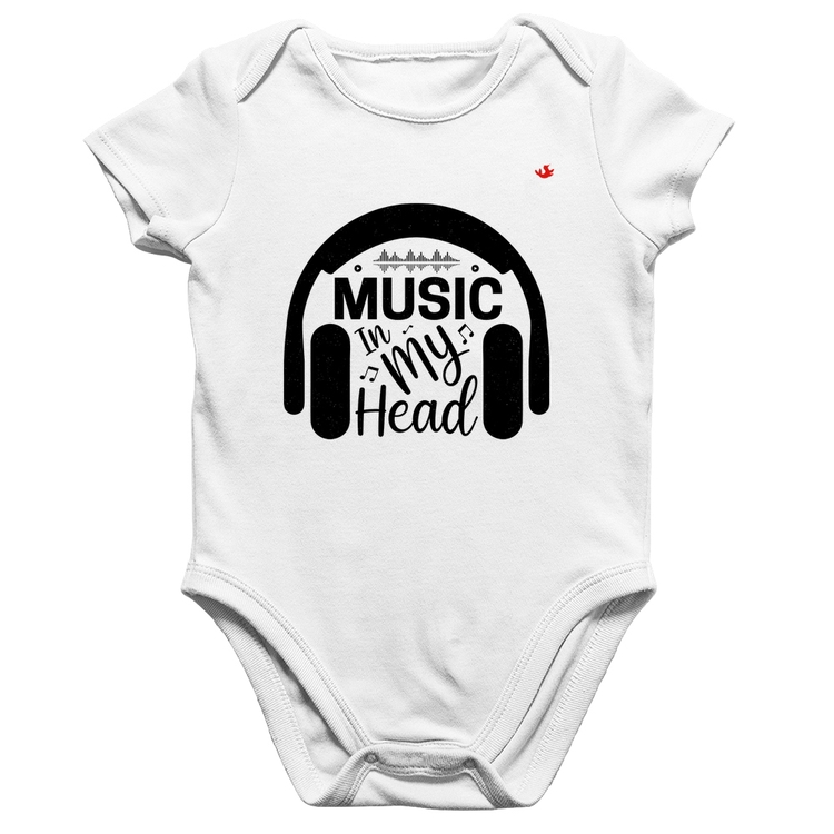 Body Bebê Algodão Music in my head - Branco
