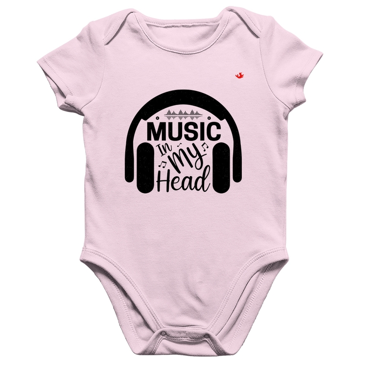 Body Bebê Algodão Music in my head - Rosa Bebê