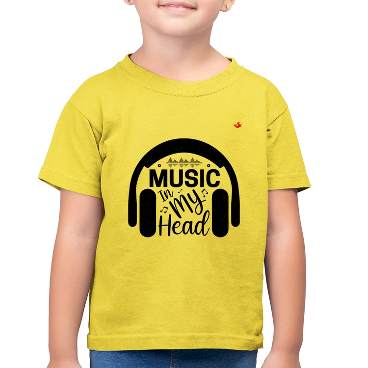 Camiseta Algodão Infantil Music in my head - Amarelo Canário