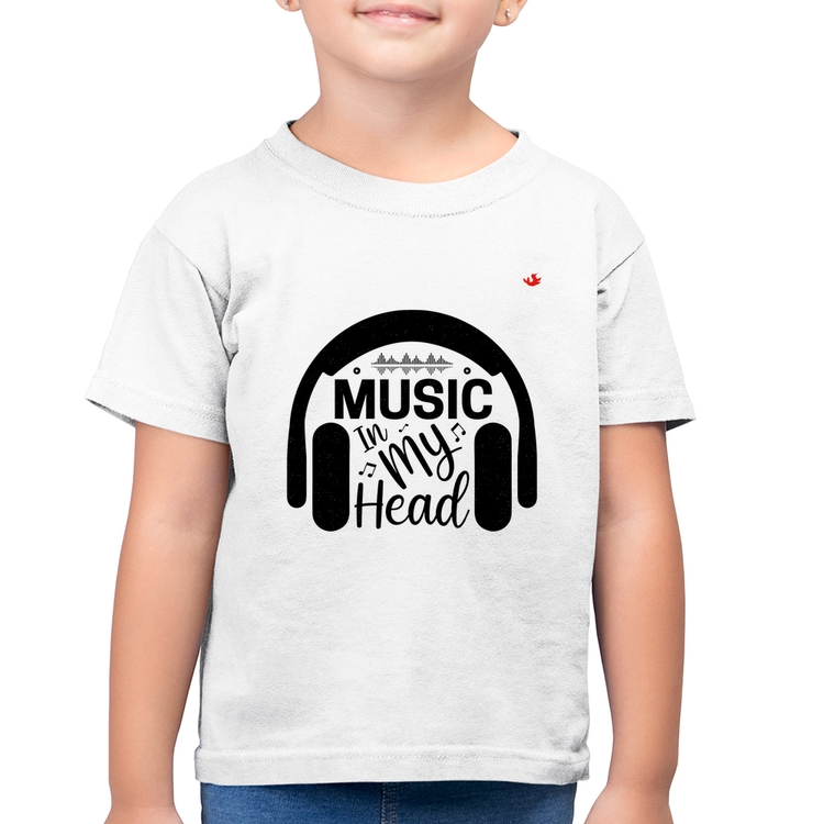 Camiseta Algodão Infantil Music in my head - Branca
