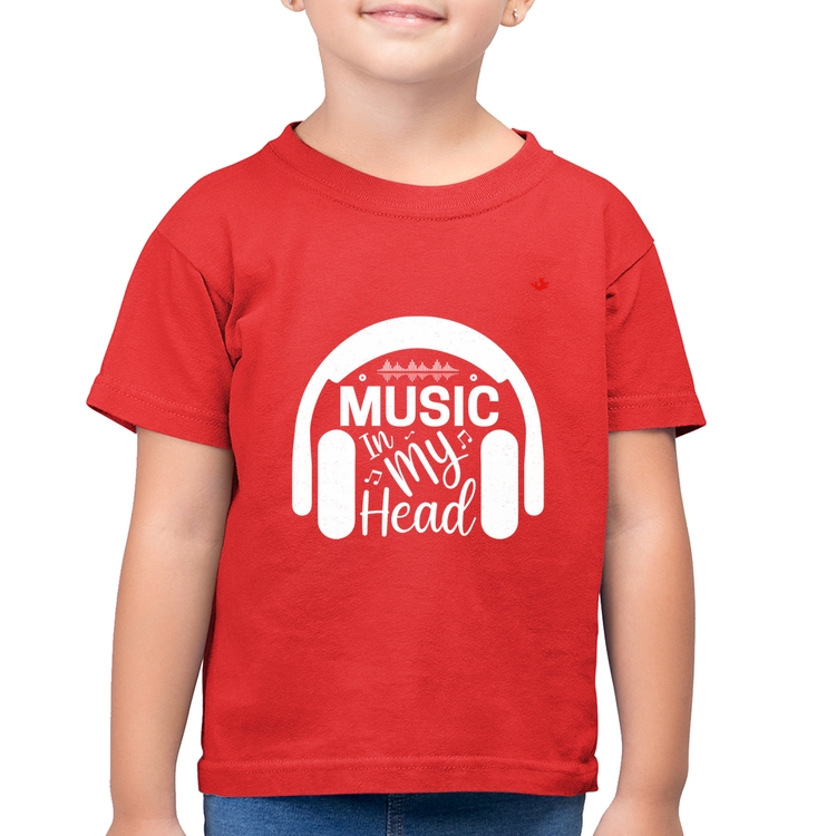 Camiseta Algodão Infantil Music in my head - Vermelha