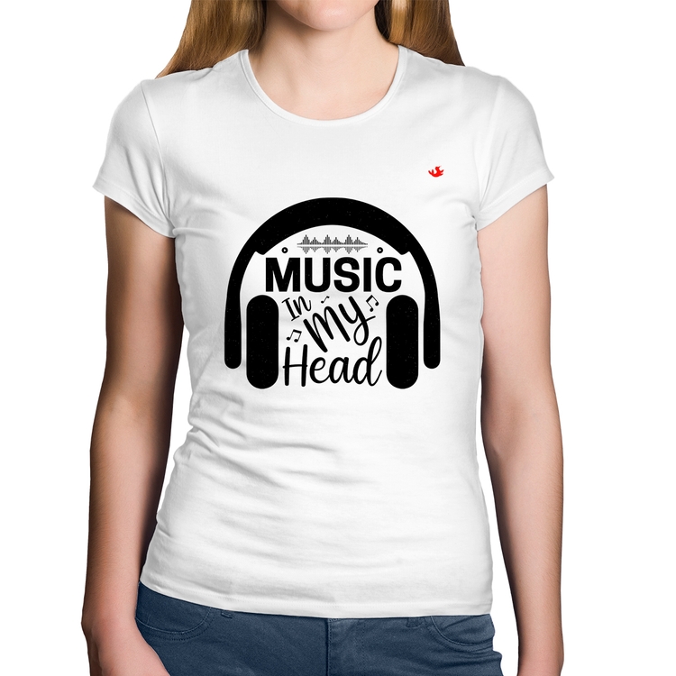 Baby Look Algodão Music in my head - Branca