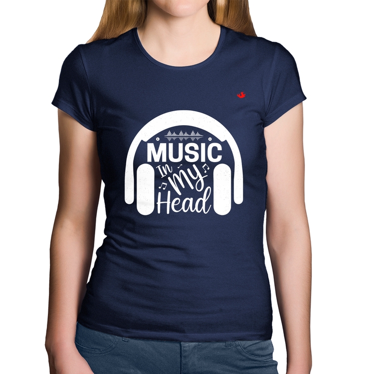 Baby Look Algodão Music in my head - Marinho