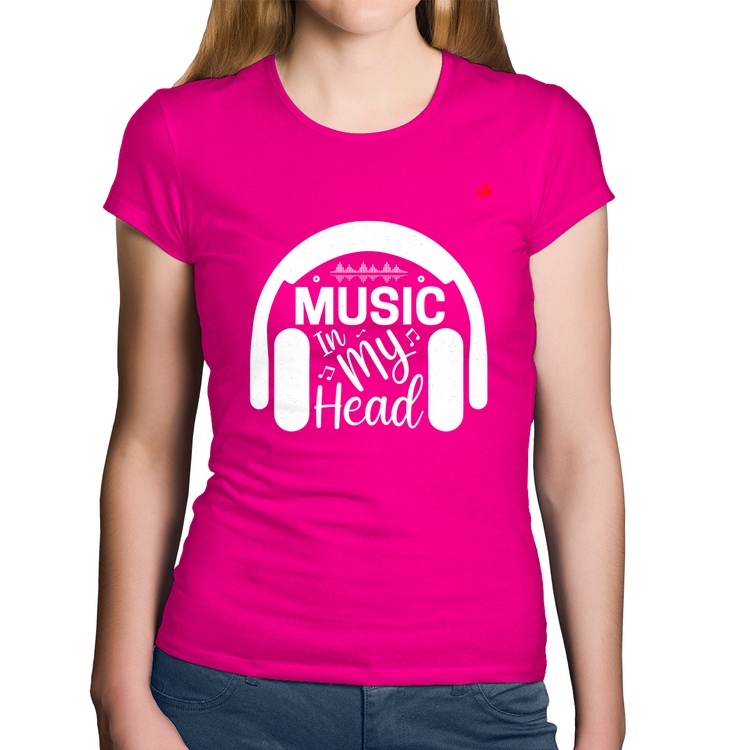 Baby Look Algodão Music in my head - Rosa