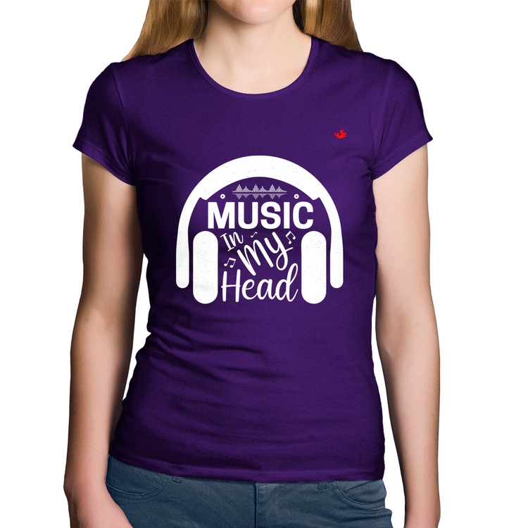 Baby Look Algodão Music in my head - Roxa