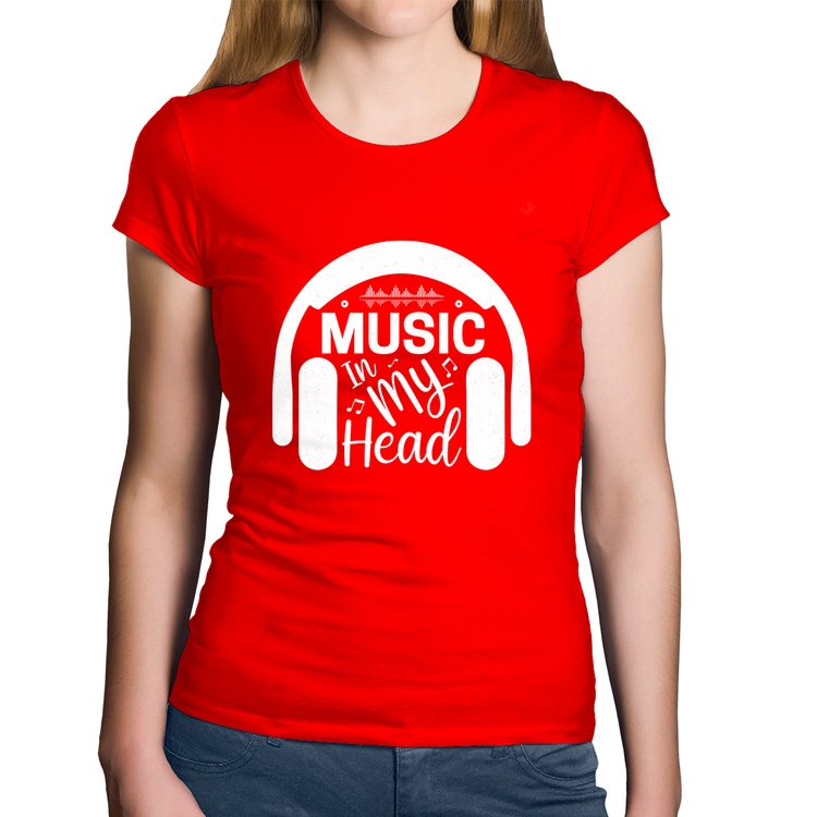 Baby Look Algodão Music in my head - Vermelha