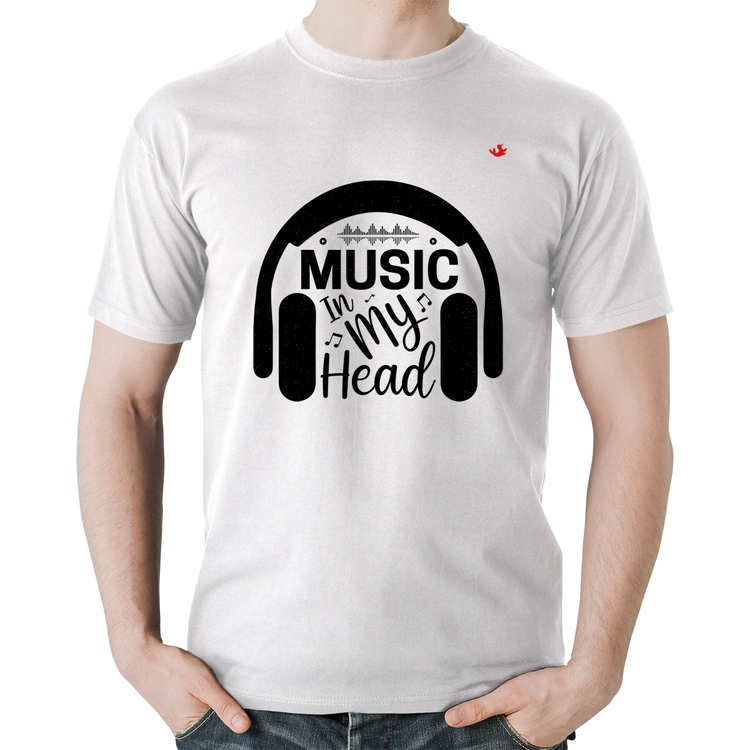 Camiseta Algodão Music in my head - Branca