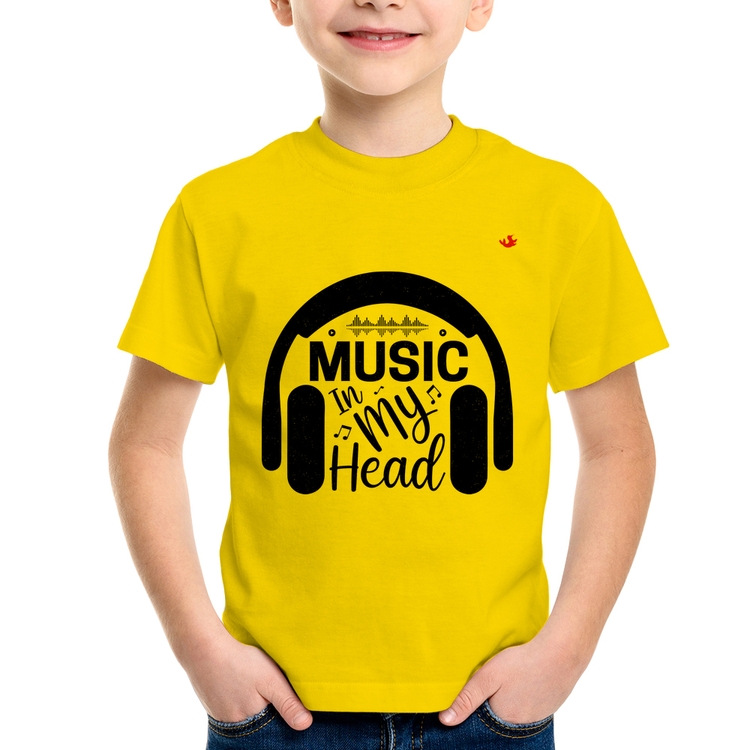 Camiseta Infantil Music in my head - Amarela