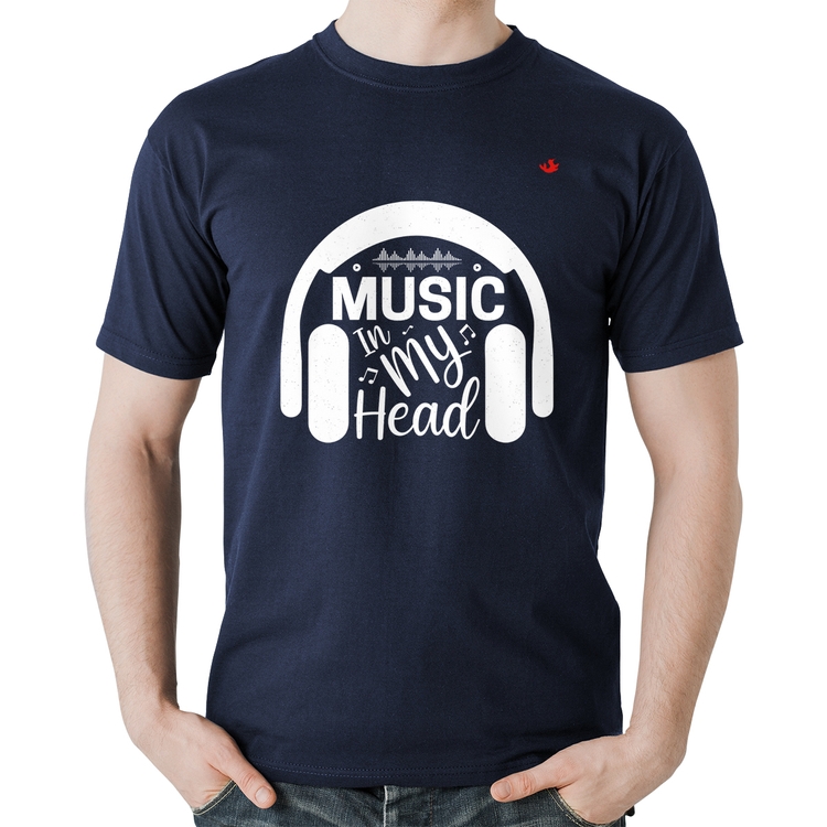 Camiseta Algodão Music in my head - Marinho