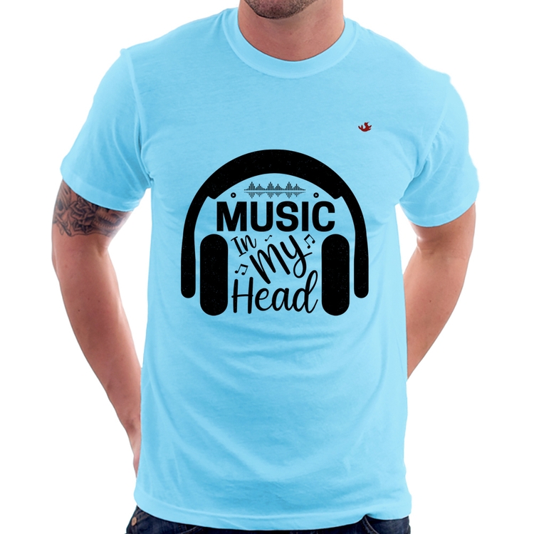Camiseta Music in my head - Azul Bebê