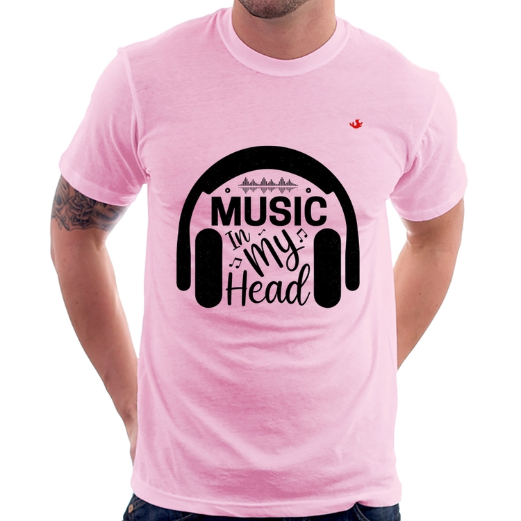 Camiseta Music in my head - Rosa Bebê