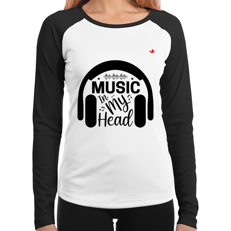 Baby Look Raglan Music in my head Manga Longa