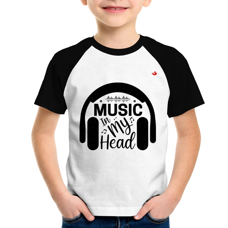 Camiseta Raglan Infantil Music in my head
