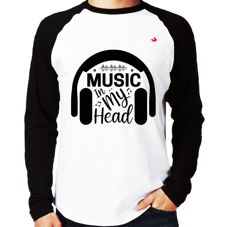 Camiseta Raglan Music in my head Manga Longa
