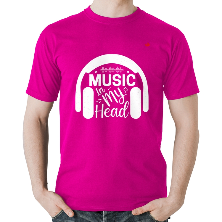 Camiseta Algodão Music in my head - Rosa