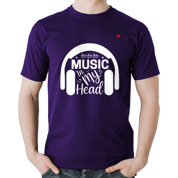 Camiseta Algodão Music in my head - Roxa